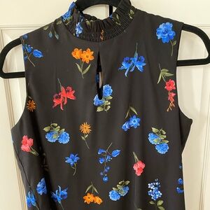 Dressy tank blouse with ruffled collar and keyhole in front and back